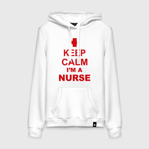 Женская толстовка хлопок Keep calm i\'m a nurse, цвет белый