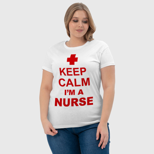 Женская футболка хлопок Keep calm i\'m a nurse - фото 6