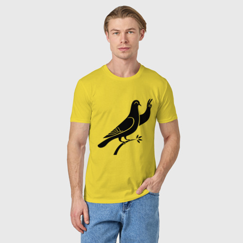 Мужская футболка хлопок Голубь, цвет желтый - фото 3