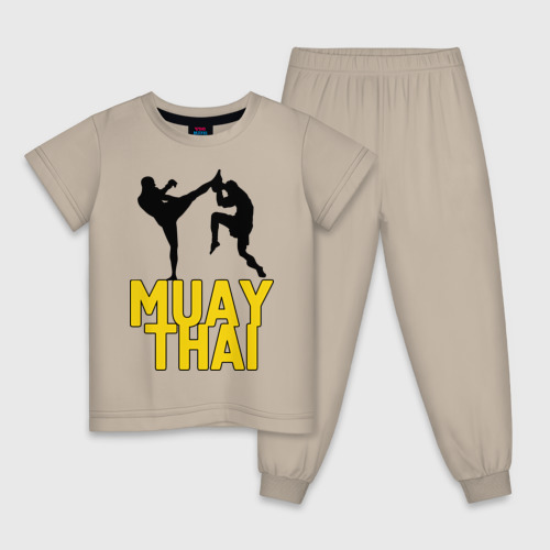 Детская пижама хлопок Муай тай Muay Thai, цвет миндальный
