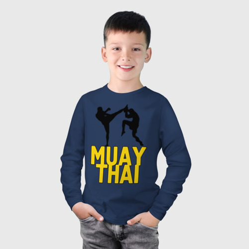 Детский лонгслив хлопок с принтом Муай тай (Muay Thai), фото на моделе #1
