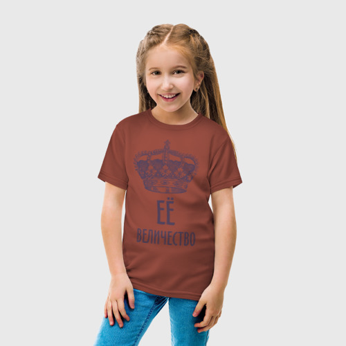 Детская футболка хлопок Её величество, цвет кирпичный - фото 5