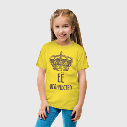 Детская футболка хлопок Её величество, цвет желтый - фото 5