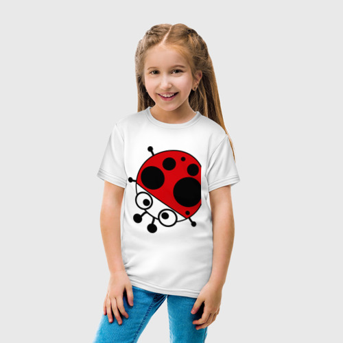 Детская футболка хлопок Божья корова, цвет белый - фото 5
