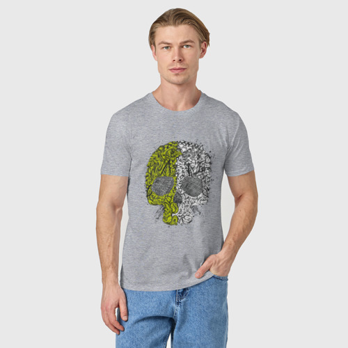 Мужская футболка хлопок Череп с узором, цвет меланж - фото 3