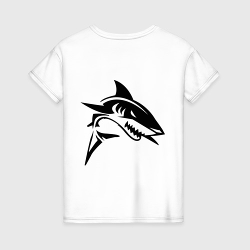 Женская футболка хлопок Татуировка акулы, цвет белый - фото 2