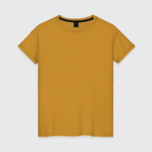 Женская футболка хлопок Татуировка акулы, цвет горчичный