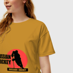 Женская футболка хлопок Oversize Russian hockey Русский хоккей - фото 2