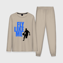 Мужская пижама с лонгсливом хлопок Fly like me