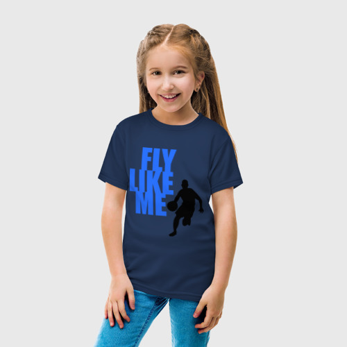 Детская футболка хлопок Fly like me, цвет темно-синий - фото 5