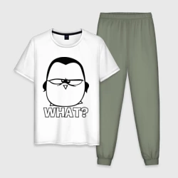 Мужская пижама с белой футболкой хлопок What?