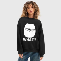 Женский свитшот oversize без начеса хлопок What? - фото 2