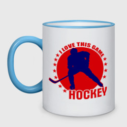 Кружка двухцветная I love this game. Hockey