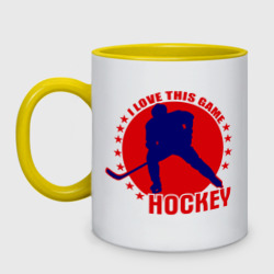 Кружка двухцветная I love this game. Hockey