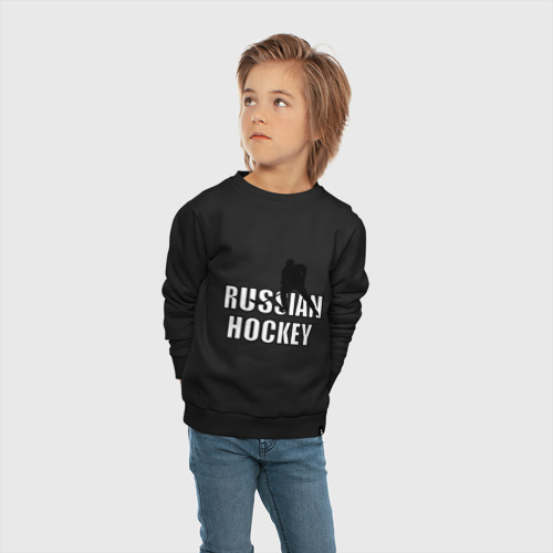 Детский свитшот хлопок Russian hockey Русский хоккей, цвет черный - фото 5