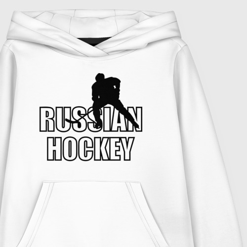 Детская толстовка хлопок Russian hockey Русский хоккей, цвет белый - фото 3