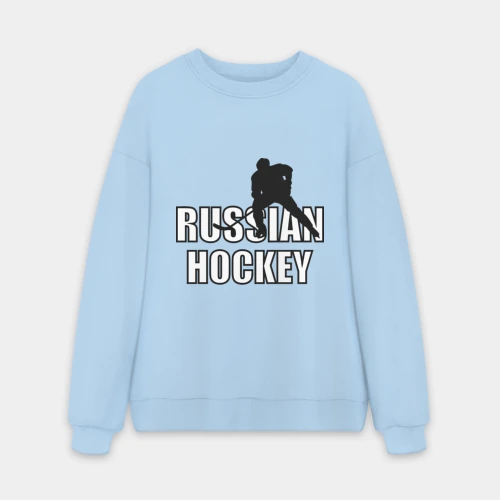 Мужской свитшот oversize без начеса хлопок Russian hockey Русский хоккей