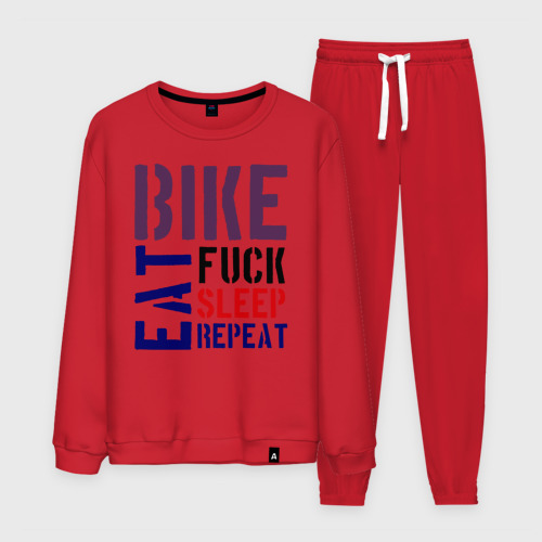 Мужской костюм хлопок Bike eat sleep repeat, цвет красный