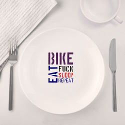 Набор: тарелка + кружка Bike eat sleep repeat - фото 2