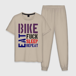 Мужская пижама хлопок Bike eat sleep repeat