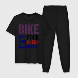 Мужская пижама хлопок Bike eat sleep repeat