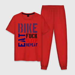 Мужская пижама хлопок Bike eat sleep repeat