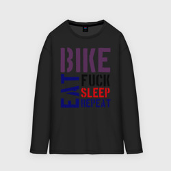 Мужской лонгслив oversize хлопок Bike eat sleep repeat