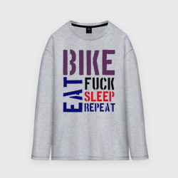 Мужской лонгслив oversize хлопок Bike eat sleep repeat