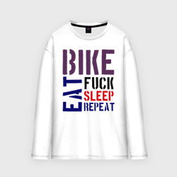 Мужской лонгслив oversize хлопок Bike eat sleep repeat