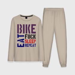 Мужская пижама с лонгсливом хлопок Bike eat sleep repeat