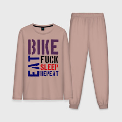 Мужская пижама с лонгсливом хлопок Bike eat sleep repeat