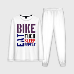 Мужская пижама с лонгсливом хлопок Bike eat sleep repeat