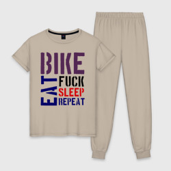 Женская пижама хлопок Bike eat sleep repeat