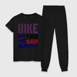 Женская пижама хлопок Bike eat sleep repeat