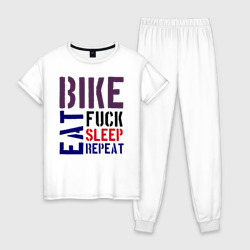 Женская пижама хлопок Bike eat sleep repeat