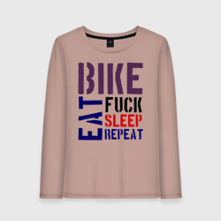 Женский лонгслив хлопок Bike eat sleep repeat