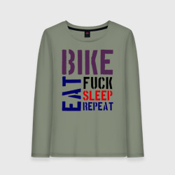 Женский лонгслив хлопок Bike eat sleep repeat