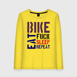 Женский лонгслив хлопок Bike eat sleep repeat