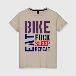 Женская футболка хлопок Bike eat sleep repeat