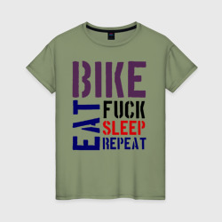 Женская футболка хлопок Bike eat sleep repeat