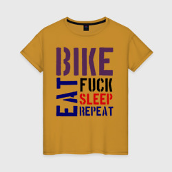 Женская футболка хлопок Bike eat sleep repeat