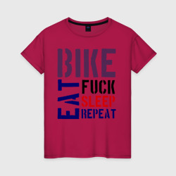 Женская футболка хлопок Bike eat sleep repeat