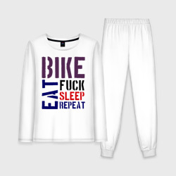 Женская пижама с лонгсливом хлопок Bike eat sleep repeat