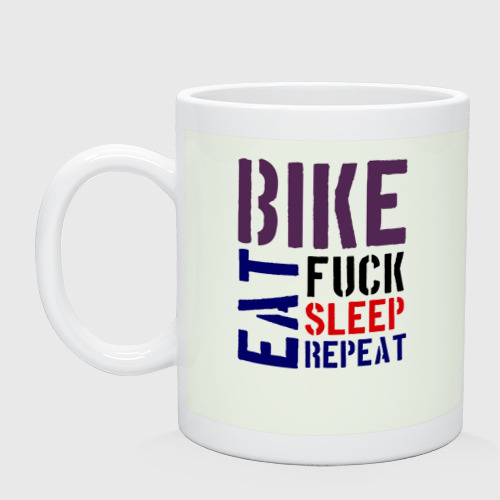 Кружка керамическая Bike eat sleep repeat, цвет фосфор