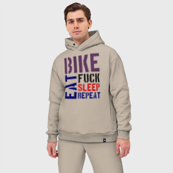 Мужской костюм oversize хлопок Bike eat sleep repeat - фото 2