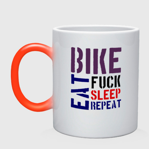 Кружка хамелеон Bike eat sleep repeat