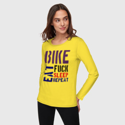 Женский лонгслив хлопок Bike eat sleep repeat - фото 2