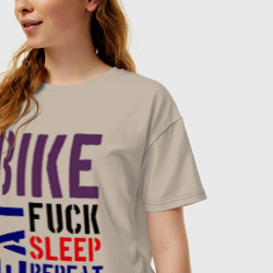 Женская футболка хлопок Oversize Bike eat sleep repeat - фото 2