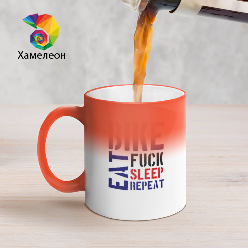 Кружка хамелеон Bike eat sleep repeat - фото 5