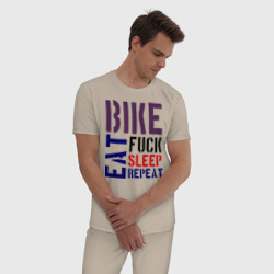 Мужская пижама хлопок Bike eat sleep repeat - фото 2